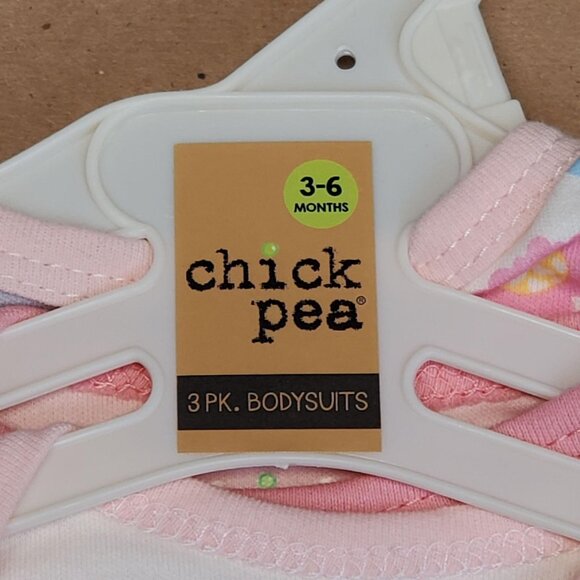 Chick Pea 3 Pack Bodysuits 3-6M Snap Closures, 100% Cotton - Picture 7 of 9